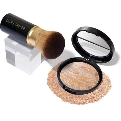 Laura Geller Beauty LAURA GELLER NEW YORK Get Glowing Kit (2pc): Baked Balance-n-Glow Illuminating Powder Foundation, Fair + Airbrush Kabuki Makeup Brush Laura Geller Beauty LAURA GELLER NEW YORK Get Glowing Kit (2pc): Baked Balance-n-Glow Illuminating Powder Foundation, Fair + Airbrush Kabuki Makeup Brush