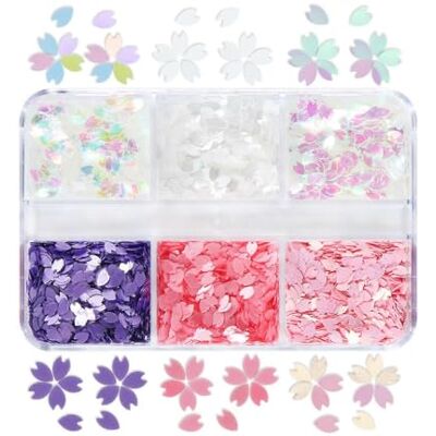 JOYHAPPST Nail Art Glitter 3D Nail Sequins Glitter Cherry Blossom Petal Flower Flakes JOYHAPPST Nail Art Glitter 3D Nail Sequins Glitter Cherry Blossom Petal Flower Flakes