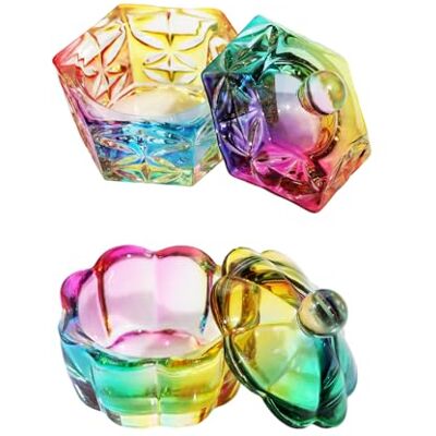 ZEPFJHE Of 2 Beautiful Glass Nails Art Cleaning Bowls Clear Dappen Plate Ideal for Manicure Enthusiasts Crystal Unguis Art Cup ZEPFJHE Of 2 Beautiful Glass Nails Art Cleaning Bowls Clear Dappen Plate Ideal for Manicure Enthusiasts Crystal Unguis Art Cup