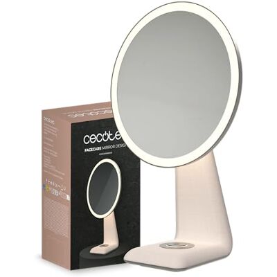 Cecotec Round Makeup Mirror with Function Lamp FaceCare Mirror Design. Rechargeable, 3 Light Intensities, Elegant and Modern, Body Material Fabric, Touch Button, Type C Charging Cable Cecotec Round Makeup Mirror with Function Lamp FaceCare Mirror Design. Rechargeable, 3 Light Intensities, Elegant and Modern, Body Material Fabric, Touch Button, Type C Charging Cable