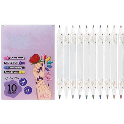 Tertioi Professional nail markers in 10 colors, fast-drying technology and leak-proof function, make your design pen art marker instantly Tertioi Professional nail markers in 10 colors, fast-drying technology and leak-proof function, make your design pen art marker instantly