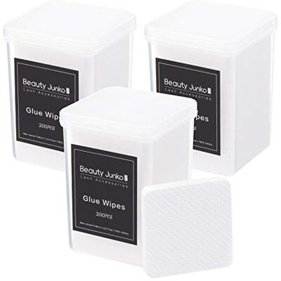 Beauty Junko Pro Lint Free Nail Wipes, 600 PCS Lash Extension Glue Wipes, Glue Wiping Pads Beauty Junko Pro Lint Free Nail Wipes, 600 PCS Lash Extension Glue Wipes, Glue Wiping Pads