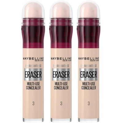 Maybelline TRIPLE Concealer Instant Anti Age Eraser Eye Concealer, Dark Circles And Blemish Concealer, Ultra Blendable Formula 03 Fair Maybelline TRIPLE Concealer Instant Anti Age Eraser Eye Concealer, Dark Circles And Blemish Concealer, Ultra Blendable Formula 03 Fair