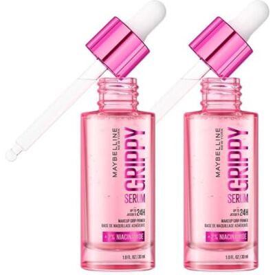 Maybelline Makeup Primer, DOUBLE The Grippy Serum Primer For Face, Up-To 24H Grip, Ultra-Blendable, Fresh Plumped Skin Look, Water-Based & Vegan Formula, Suitable For All Skin Types Maybelline Makeup Primer, DOUBLE The Grippy Serum Primer For Face, Up-To 24H Grip, Ultra-Blendable, Fresh Plumped Skin Look, Water-Based & Vegan Formula, Suitable For All Skin Types