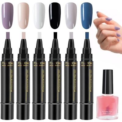 MADGININE 6 Pcs Nail Polish Pens 3 In 1 Nail Varnish Pens, Portable One Step DIY Gel Nails Polish Pen, Soak Off UV LED Nail Varnish Nail Tools for Women Girls MADGININE 6 Pcs Nail Polish Pens 3 In 1 Nail Varnish Pens, Portable One Step DIY Gel Nails Polish Pen, Soak Off UV LED Nail Varnish Nail Tools for Women Girls