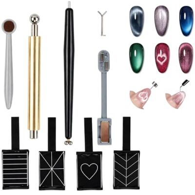 Merzio Cat Eye Magnet for Nails: Multi-Shape DIY Magnetic Nail Art Tools for Gel Polish; Create Heart, Arrow, Y-Shape, Round & Square Patterns; Professional Cat Eye Gel Nail Polish Accessories Merzio Cat Eye Magnet for Nails: Multi-Shape DIY Magnetic Nail Art Tools for Gel Polish; Create Heart, Arrow, Y-Shape, Round & Square Patterns; Professional Cat Eye Gel Nail Polish Accessories
