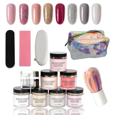 JOYHAPPST 10ml 8pcs Dipping Nail Powder Set Glitter Dust Nude Pink No Need Lamp Cure Natural Dry Long Lasting Dip Liquid Polish Kits JOYHAPPST 10ml 8pcs Dipping Nail Powder Set Glitter Dust Nude Pink No Need Lamp Cure Natural Dry Long Lasting Dip Liquid Polish Kits