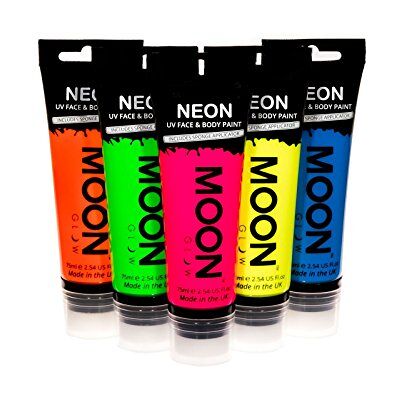 Moon Glow Supersize 75ml Neon UV Face & Body Paint Choose from 9 colours with sponge applicator (Set of 5) Moon Glow Supersize 75ml Neon UV Face & Body Paint Choose from 9 colours with sponge applicator (Set of 5)