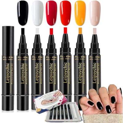 Leipsychic 6PCS Nail Polish Pens UK,6 Colors 3-in-1 Gel Nail Polish Pen Set,One Step Quick Dry Nails Art Polish Pen,No Base Coat Needed,Long-Lasting Gloss,DIY Nail Tool for Women with Exquisite Packaging (Set C) Leipsychic 6PCS Nail Polish Pens UK,6 Colors 3-in-1 Gel Nail Polish Pen Set,One Step Quick Dry Nails Art Polish Pen,No Base Coat Needed,Long-Lasting Gloss,DIY Nail Tool for Women with Exquisite Packaging (Set C)