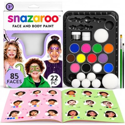 Snazaroo Halloween Ultimate Party Pack Face Paint Palette Kit for Kids and Adults, 8 Colours, 11pcs, Brush, Sponge, Water Based, Washable, Non-Toxic, Makeup, Body Painting and Parties,for Ages 3+ Snazaroo Halloween Ultimate Party Pack Face Paint Palette Kit for Kids and Adults, 8 Colours, 11pcs, Brush, Sponge, Water Based, Washable, Non-Toxic, Makeup, Body Painting and Parties,for Ages 3+