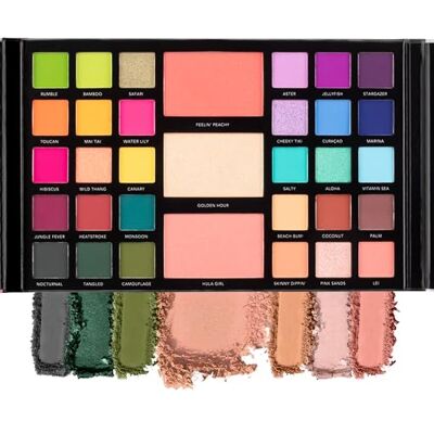 LaRoc PRO x Saskia Lost In Paradise Hybrid Eyeshadow Palette/Makeup Palette Bold Buttery Matte, Foil Pigment, Highlighter makeup, Shimmer Blush, Makeup Mirror. Make Up Gift Set LaRoc PRO x Saskia Lost In Paradise Hybrid Eyeshadow Palette/Makeup Palette Bold Buttery Matte, Foil Pigment, Highlighter makeup, Shimmer Blush, Makeup Mirror. Make Up Gift Set