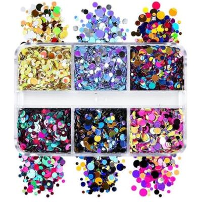 JOYHAPPST Round Nail Glitter Paillette Nail Sequins Makeup Face Body Nails Arts & Crafts JOYHAPPST Round Nail Glitter Paillette Nail Sequins Makeup Face Body Nails Arts & Crafts