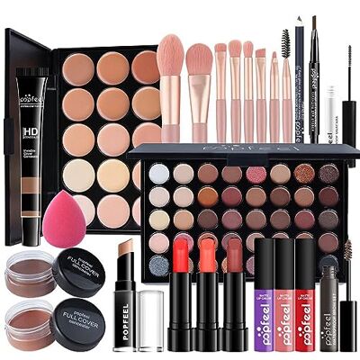 MKNZOME Makeup Set, 25 Pcs Makeup Kit for Women Full Kit, All-In-One Makeup Kit for Teenage Girls, Includes Eyeshadow Blush Lipstick Concealer etc, Pro Multi-purpose Essential Starter Bundle Set#1 MKNZOME Makeup Set, 25 Pcs Makeup Kit for Women Full Kit, All-In-One Makeup Kit for Teenage Girls, Includes Eyeshadow Blush Lipstick Concealer etc, Pro Multi-purpose Essential Starter Bundle Set#1