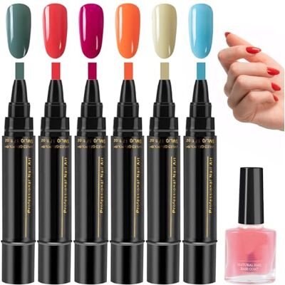 MADGININE Nail Polish Pens 6 Pcs Nail Varnish Pens, 3 In 1 Gel Nail Polish Pen, Portable Nail Pens Polish, One Step DIY Nail Gel Pen Brush, Soak Off UV LED Nail Varnish Nail Tools for Women Girls MADGININE Nail Polish Pens 6 Pcs Nail Varnish Pens, 3 In 1 Gel Nail Polish Pen, Portable Nail Pens Polish, One Step DIY Nail Gel Pen Brush, Soak Off UV LED Nail Varnish Nail Tools for Women Girls