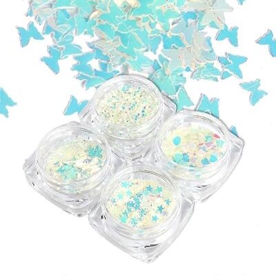 JOYHAPPST 4 Styles Nail Art Glitter Butterfly Luminous Sequins Glow In the Dark Glitters JOYHAPPST 4 Styles Nail Art Glitter Butterfly Luminous Sequins Glow In the Dark Glitters