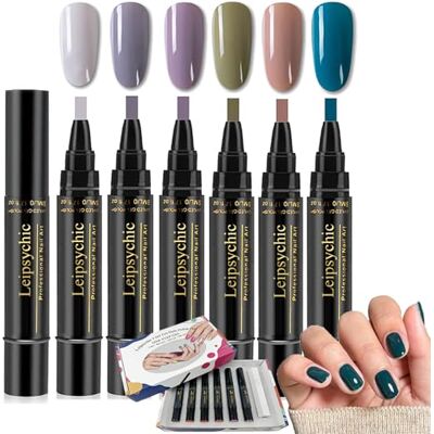 Leipsychic 6PCS Nail Polish Pens UK,6 Colors 3-in-1 Gel Nail Polish Pen Set,One Step Quick Dry Nails Art Polish Pen,No Base Coat Needed,Long-Lasting Gloss,DIY Nail Tool for Women with Exquisite Packaging (Set D) Leipsychic 6PCS Nail Polish Pens UK,6 Colors 3-in-1 Gel Nail Polish Pen Set,One Step Quick Dry Nails Art Polish Pen,No Base Coat Needed,Long-Lasting Gloss,DIY Nail Tool for Women with Exquisite Packaging (Set D)