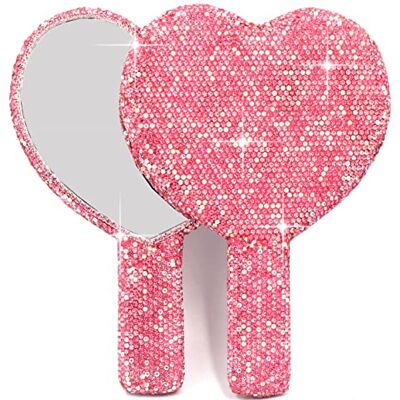 Bestbling Bling Rhinestone Heart Handheld Mirror Portable & Dazzling Makeup Mirror for On-The-Go Touch-ups (Plastic Pink) Bestbling Bling Rhinestone Heart Handheld Mirror Portable & Dazzling Makeup Mirror for On-The-Go Touch-ups (Plastic Pink)