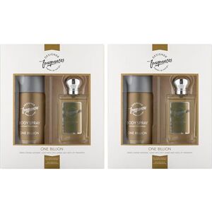 Designer Fragrances One Billion Male Twin Gift Set Includes 2 x 150ml Body Spray Deodorant Cans, 2 x 50ml Men’s Eau De Parfum Sprays For Instant Freshness on The Go Long Lasting Smells Designer Fragrances One Billion Male Twin Gift Set Includes 2 x 150ml Body Spray Deodorant Cans, 2 x 50ml Men’s Eau De Parfum Sprays For Instant Freshness on The Go Long Lasting Smells