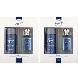Designer Fragrances Savore Male Twin Gift Set Includes 2 x 150ml Body Spray Deodorant Cans, 2 x 50ml Men’s Eau De Parfum Aftershave Spray For Instant Freshness on The Go Long Lasting Smells Designer Fragrances Savore Male Twin Gift Set Includes 2 x 150ml Body Spray Deodorant Cans, 2 x 50ml Men’s Eau De Parfum Aftershave Spray For Instant Freshness on The Go Long Lasting Smells