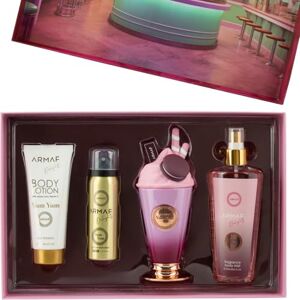 ARMAF Perfume Delights Yum Yum 4 Pieces Gift Set For Women, Eau De Parfum 100ml, Body Spray 50ml, Hair Shampoo 250ml, Shower Gel 100ml, Long Lasting Floral Fruity Fragrance With Cherry & Vanilla ARMAF Perfume Delights Yum Yum 4 Pieces Gift Set For Women, Eau De Parfum 100ml, Body Spray 50ml, Hair Shampoo 250ml, Shower Gel 100ml, Long Lasting Floral Fruity Fragrance With Cherry & Vanilla