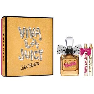 Juicy Couture VIVA LA JUICY GOLD COUTURE Eau de Parfum 100ml, 3-piece Fragrance Gift Set, floral oriental gourmand perfume, luxury fragrance gifting for Women Juicy Couture VIVA LA JUICY GOLD COUTURE Eau de Parfum 100ml, 3-piece Fragrance Gift Set, floral oriental gourmand perfume, luxury fragrance gifting for Women