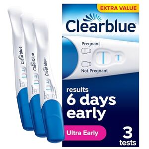 Clearblue Pregnancy Tests, Early Detection Pregnancy Test, Results 6 Days Early, 99% Accurate Results, 3 Visual Tests Clearblue Pregnancy Tests, Early Detection Pregnancy Test, Results 6 Days Early, 99% Accurate Results, 3 Visual Tests