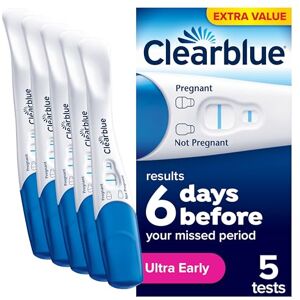 Clearblue Ultra Early Pregnancy Test (10mIU) Value Pack, Results 6 Days Early, 5 Tests Clearblue Ultra Early Pregnancy Test (10mIU) Value Pack, Results 6 Days Early, 5 Tests