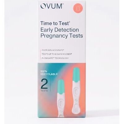 OVUM Digital Early Detection Pregnancy Tests, 99% Accurate, 2 Pack Clear answers as early as possible, 10mIU/mL highly sensitive, test upto 5 days before your expected period, fully recyclable OVUM Digital Early Detection Pregnancy Tests, 99% Accurate, 2 Pack Clear answers as early as possible, 10mIU/mL highly sensitive, test upto 5 days before your expected period, fully recyclable