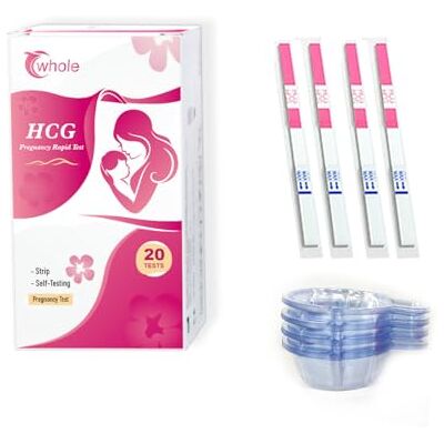 Cwhole 20 pcs Pregnancy Test Strips for Early Detection HCG Test kit 10 MIU/ml-Width of 5mm Cwhole 20 pcs Pregnancy Test Strips for Early Detection HCG Test kit 10 MIU/ml-Width of 5mm