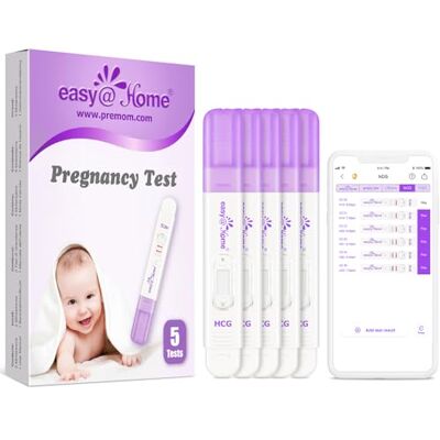 Easy@Home Pregnancy Test Kit for Early Detection—5 x 10 MIU/mL hCG Pregnancy Tests, Midstream Home Fertility Test Kit Easy@Home Pregnancy Test Kit for Early Detection—5 x 10 MIU/mL hCG Pregnancy Tests, Midstream Home Fertility Test Kit