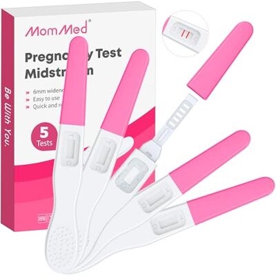 MOMMED Pregnancy Test, 5 X Individually-Sealed Wrapped, HCG Tests Sensitivity of 25 MIU(25 Ng/L), 1 Minutes Rapid Detection, 5 Packs MOMMED Pregnancy Test, 5 X Individually-Sealed Wrapped, HCG Tests Sensitivity of 25 MIU(25 Ng/L), 1 Minutes Rapid Detection, 5 Packs