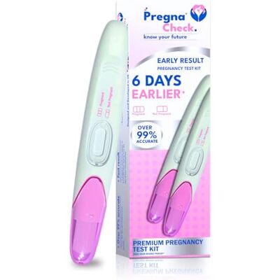 Pregna Check Pregnacheck Early Detection Pregnancy Test, Results 6 Days Early, Highly 99% Accurate, 2 Tests in 1 Pack Pregna Check Pregnacheck Early Detection Pregnancy Test, Results 6 Days Early, Highly 99% Accurate, 2 Tests in 1 Pack