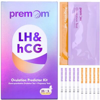 Premom Ovulation & Pregnancy Tests, 25 LH+5 hCG, Women Fertility Test Kit Early Testing, LH & hCG Level Test, Fertility Test Kit for Women, Trying for a Baby, TTC, OPK Strips, Ovulation Tracker Premom Ovulation & Pregnancy Tests, 25 LH+5 hCG, Women Fertility Test Kit Early Testing, LH & hCG Level Test, Fertility Test Kit for Women, Trying for a Baby, TTC, OPK Strips, Ovulation Tracker