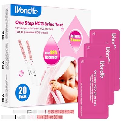 Wondfo Pregnancy Test Strips Early Detection Pregnancy Test 10mIU Sensitive, 20 Pack Wondfo Pregnancy Test Strips Early Detection Pregnancy Test 10mIU Sensitive, 20 Pack