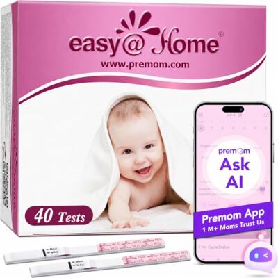 Easy@Home Pregnancy Test Strips for Early Detection: 40 x hCG Pregnancy Test 10 MIU/mL with Premom App Support Easy@Home Pregnancy Test Strips for Early Detection: 40 x hCG Pregnancy Test 10 MIU/mL with Premom App Support