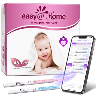 Easy@Home 40 x Ovulation Test Strips and 10 x Pregnancy Test Strips Fertility Test Kit, Supported by Premom Ovulation Predictor iOS and Android App (40 LH + 10 HCG) Easy@Home 40 x Ovulation Test Strips and 10 x Pregnancy Test Strips Fertility Test Kit, Supported by Premom Ovulation Predictor iOS and Android App (40 LH + 10 HCG)