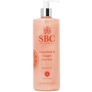 SBC Skincare Grapefruit & Ginger Body Wash 500ml Moisturising Body Wash For The Family Vegan Friendly Shower Cream Cleansing Shower Gel For Men And Women SBC Skincare Grapefruit & Ginger Body Wash 500ml Moisturising Body Wash For The Family Vegan Friendly Shower Cream Cleansing Shower Gel For Men And Women