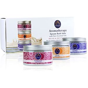 Absolute Aromas Relax & Revitalise Epsom Bath Salts Gift Set – 3 x 300g Lavender, Detox and Relaxation Magnesium Sulphate Infused with 100% Pure Essential Oils Absolute Aromas Relax & Revitalise Epsom Bath Salts Gift Set – 3 x 300g Lavender, Detox and Relaxation Magnesium Sulphate Infused with 100% Pure Essential Oils
