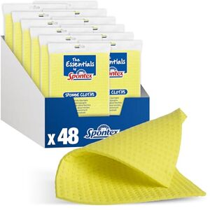 Spontex The Essentials Sponge Cloths Super Absorbent Dish Cloths for Wiping & Cleaning 100% PEFC Certified Wood Pulp 12 x 4 Pack (48 Total) Spontex The Essentials Sponge Cloths Super Absorbent Dish Cloths for Wiping & Cleaning 100% PEFC Certified Wood Pulp 12 x 4 Pack (48 Total)