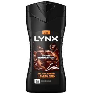 Lynx Men Dark Temptation 3-in-1 Body Wash Shower Gel with an intense scent of rich chocolate for an all day fresh & clean feel 225 ml, Pack of 6 Lynx Men Dark Temptation 3-in-1 Body Wash Shower Gel with an intense scent of rich chocolate for an all day fresh & clean feel 225 ml, Pack of 6