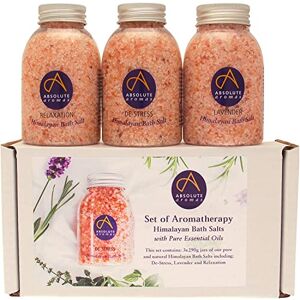 Absolute Aromas Pink Himalayan Bath Salts Set De-Stress, Lavender and Relaxation 3 x 290g Jar Himalayan Salts Infused with 100% Pure Essential Oils Absolute Aromas Pink Himalayan Bath Salts Set De-Stress, Lavender and Relaxation 3 x 290g Jar Himalayan Salts Infused with 100% Pure Essential Oils