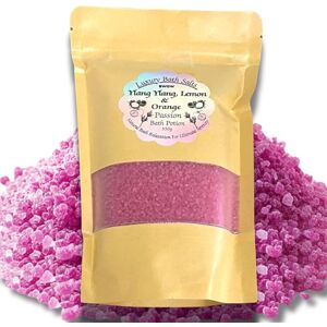 BWOW COSMETICS Natural Luxury Bath Salt – Passion: Ylang Ylang, Lemon & Orange Rich Essential Oils – Aromatherapy for Deep Relaxation, Pain Relief, Muscle Recovery & Stress Relief – Bath & Body Spa Experience, 350g BWOW COSMETICS Natural Luxury Bath Salt – Passion: Ylang Ylang, Lemon & Orange Rich Essential Oils – Aromatherapy for Deep Relaxation, Pain Relief, Muscle Recovery & Stress Relief – Bath & Body Spa Experience, 350g