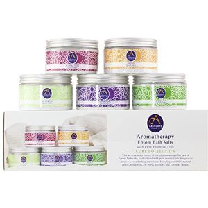 Absolute Aromas Epsom Bath Salts Bundle Gift Set – 5 x 300g of De-Stress, Detox, Lavender, Mobility and Relaxation Bath Salts Magnesium Sulphate Infused with 100% Pure Essential Oils Absolute Aromas Epsom Bath Salts Bundle Gift Set – 5 x 300g of De-Stress, Detox, Lavender, Mobility and Relaxation Bath Salts Magnesium Sulphate Infused with 100% Pure Essential Oils