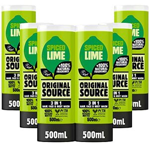 Original Source Mens 3in1 Spiced Lime Shower Gel, 100 Percent Natural Fragrance, Vegan, Cruelty Free, Paraben Free, Bulk Buy, Pack of 6 x 500 ml Original Source Mens 3in1 Spiced Lime Shower Gel, 100 Percent Natural Fragrance, Vegan, Cruelty Free, Paraben Free, Bulk Buy, Pack of 6 x 500 ml