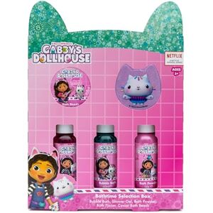 DREAMWORKS GABBY'S DOLLHOUSE Gabby's Dollhouse Children's Bath Selection Box Bath Time Gift Set Includes 5 Items Bubble Bath, Bath Beads, Bath Fizzer, Bath Power, Shower Gel DREAMWORKS GABBY'S DOLLHOUSE Gabby's Dollhouse Children's Bath Selection Box Bath Time Gift Set Includes 5 Items Bubble Bath, Bath Beads, Bath Fizzer, Bath Power, Shower Gel