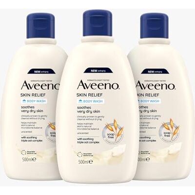 Aveeno - Skin Relief Moisturising Body Wash - 3 x 500ml - Brown Aveeno - Skin Relief Moisturising Body Wash - 3 x 500ml - Brown