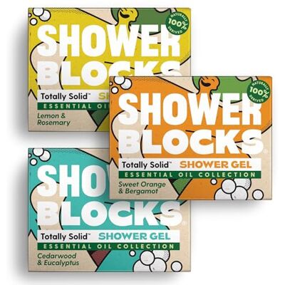 Shower Blocks Mixed 3 Pack Solid Shower Gels: Essential Oil Collecton Plastic, Cruelty and Paraben Free Vegan Moisturising Body Soap For The Shower Shower Blocks Mixed 3 Pack Solid Shower Gels: Essential Oil Collecton Plastic, Cruelty and Paraben Free Vegan Moisturising Body Soap For The Shower