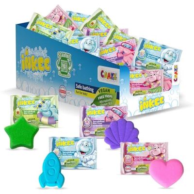 INKEE Fizzer Mix Bundle of 40 Bath Bombs for Kids, Colour Changing Bath additive with Almond Oil in 4 Different Fragrances and Shapes 40x 20g INKEE Fizzer Mix Bundle of 40 Bath Bombs for Kids, Colour Changing Bath additive with Almond Oil in 4 Different Fragrances and Shapes 40x 20g