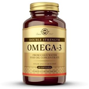 Solgar Omega-3 Double Strength Softgels 60 count (Pack of 1) For a Healthy Heart, Brain and Vision Good Fats to Nourish the Whole Body Gluten Free Solgar Omega-3 Double Strength Softgels 60 count (Pack of 1) For a Healthy Heart, Brain and Vision Good Fats to Nourish the Whole Body Gluten Free