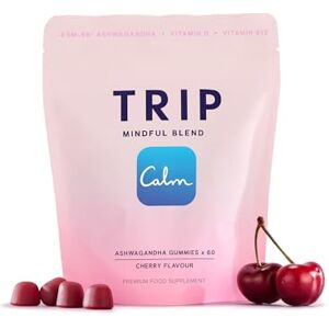 TRIP Ashwagandha Gummies, Cherry, High Strength, 9,000MG KSM-66 Ashwagandha per Pack (60 Gummies), with Vitamin B6, B12 & D2 – Vegan TRIP Ashwagandha Gummies, Cherry, High Strength, 9,000MG KSM-66 Ashwagandha per Pack (60 Gummies), with Vitamin B6, B12 & D2 – Vegan